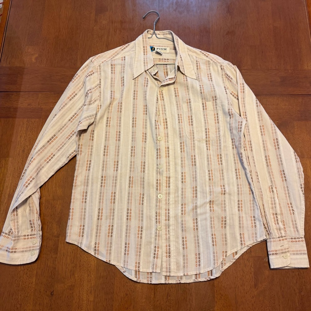 Vintage Fink Clothing 1970s Embroidered Dress Shirt Small